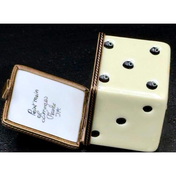 Limoges France Peint Main Dice Trinket Box Las Vegas Nevada Lucky Number Charm - Picture 2 of 6
